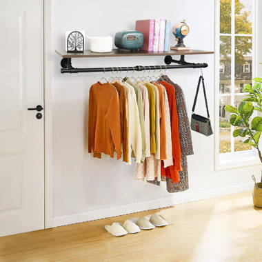 Wall mounted clothes rail with shelf hot sale